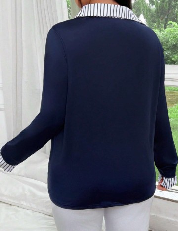Bluza SHEIN CURVE, bleumarin/alb