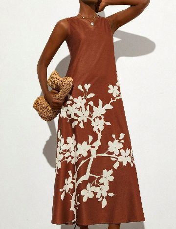 Rochie lunga Aveloria, maro