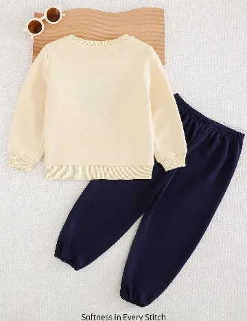 Compleu Cozy Pixies, crem/bleumarin