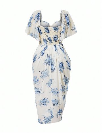 Rochie lunga SHEIN CURVE, alb/albastru