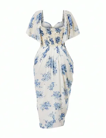 Rochie lunga SHEIN CURVE, alb/albastru