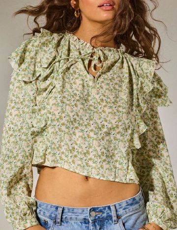 Bluza Aralina, verde/ecru