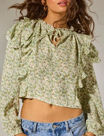 Bluza Aralina, verde/ecru