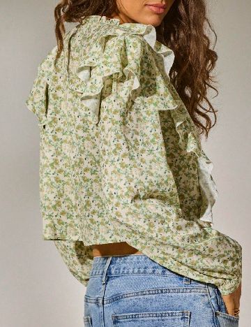 Bluza Aralina, verde/ecru