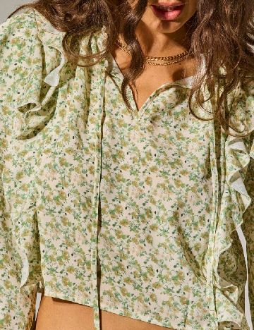 Bluza Aralina, verde/ecru
