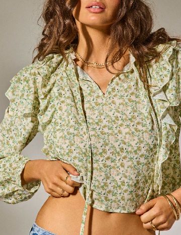 Bluza Aralina, verde/ecru