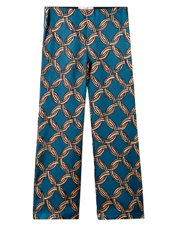 Pantaloni Mango, albastru/crem