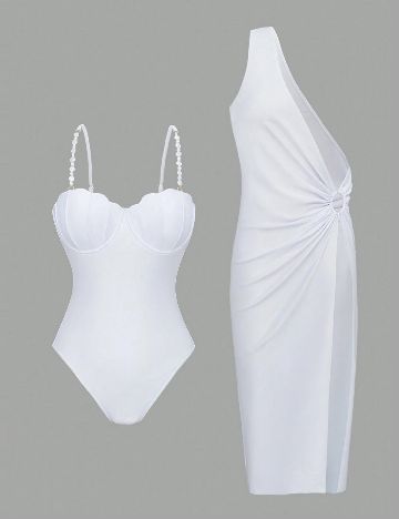 Costum de baie SHEIN, alb