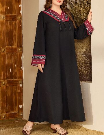 Rochie lunga SHEIN CURVE, negru/rosu