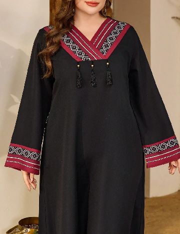 Rochie lunga SHEIN CURVE, negru/rosu