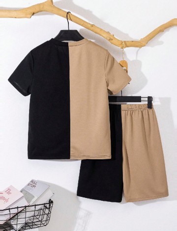 Compleu Shein Kids, negru/maro