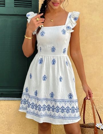Rochie scurta SHEIN, albastru/alb