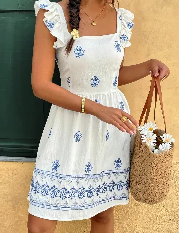 Rochie scurta SHEIN, albastru/alb