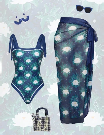 Costum de baie SHEIN, bleumarin