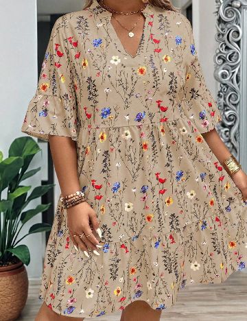 Rochie scurta SHEIN CURVE, maro