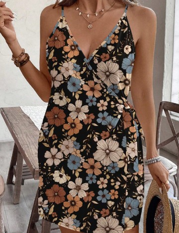 Rochie scurta SHEIN CURVE, floral print