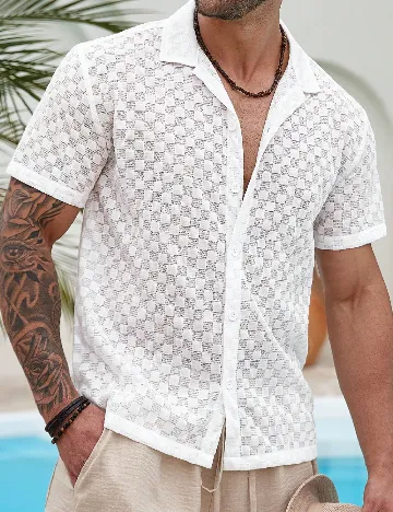 Camasa SHEIN Plus Size Men, alb