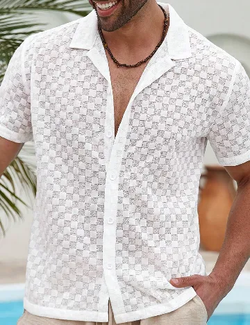 Camasa SHEIN Plus Size Men, alb