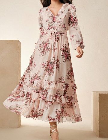Rochie lunga Anewsta, floral print