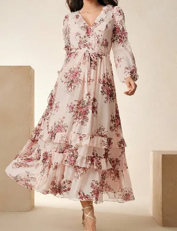 Rochie lunga Anewsta, floral print