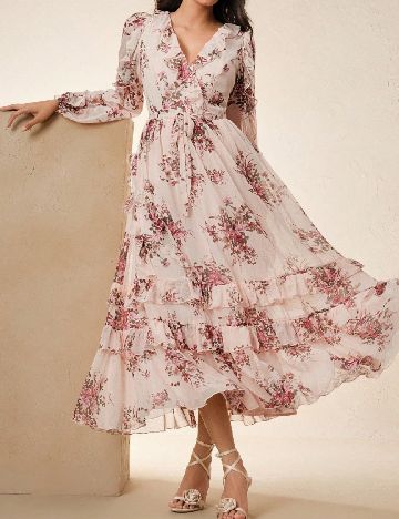 Rochie lunga Anewsta, floral print