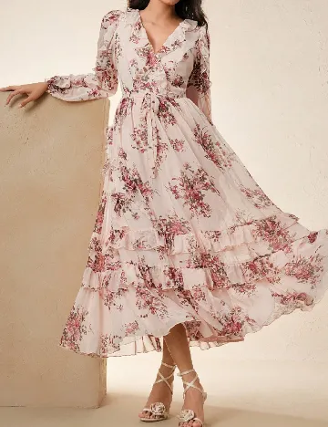 Rochie lunga Anewsta, floral print