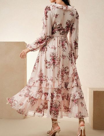 Rochie lunga Anewsta, floral print