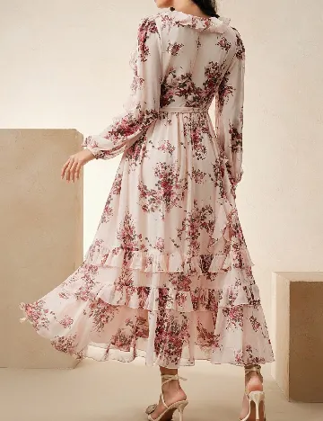 Rochie lunga Anewsta, floral print