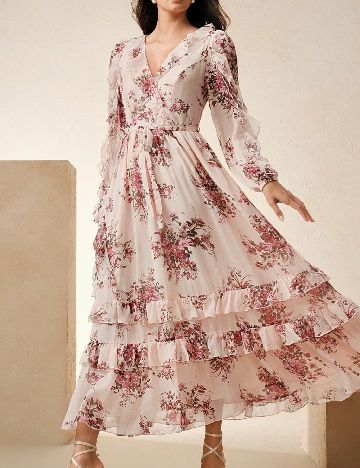 Rochie lunga Anewsta, floral print