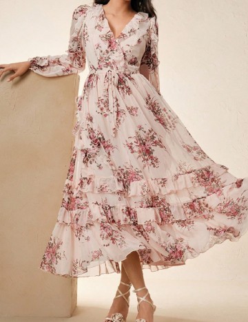 Rochie lunga Anewsta, floral print