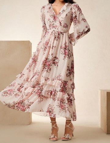 Rochie lunga Anewsta, floral print