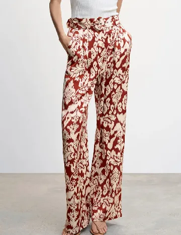 Pantaloni Mango, maro/crem
