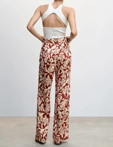 Pantaloni Mango, maro/crem