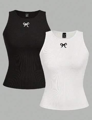 Set topuri 2 bucati SHEIN, alb/negru