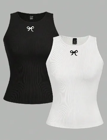 Set topuri 2 bucati SHEIN, alb/negru