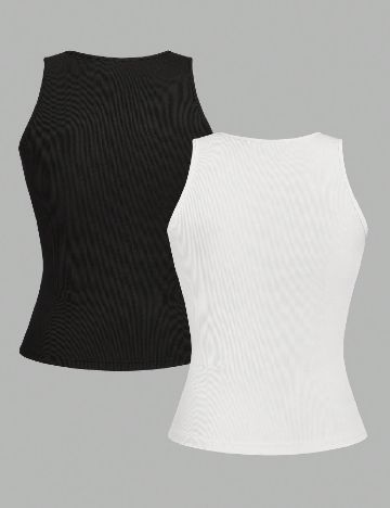 Set topuri 2 bucati SHEIN, alb/negru