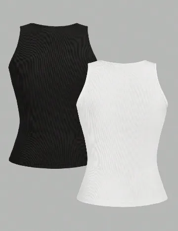 Set topuri 2 bucati SHEIN, alb/negru