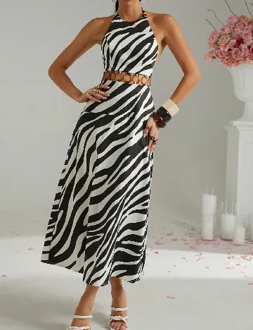 Rochie lunga SHEIN, alb/negru