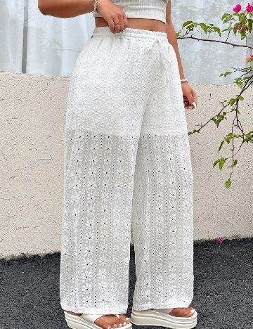 Pantaloni SHEIN CURVE, alb