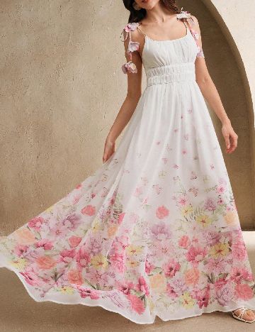 Rochie lunga Anewsta, floral print