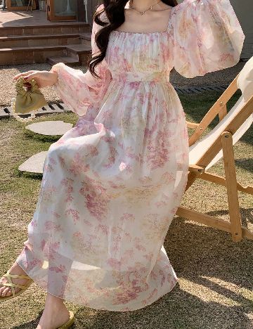 Rochie medie Dazy, alb/roz