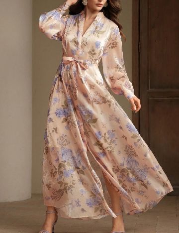 Rochie lunga Anewsta, floral print
