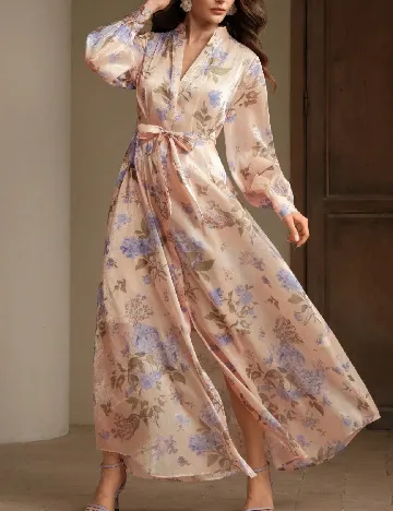 Rochie lunga Anewsta, floral print