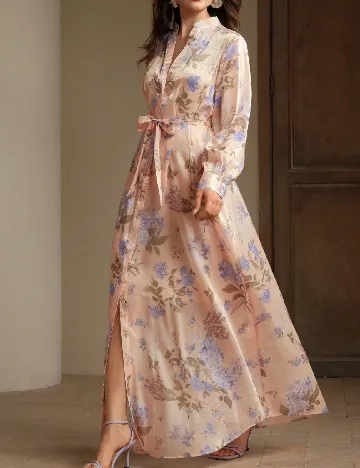 Rochie lunga Anewsta, floral print
