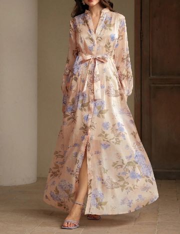 Rochie lunga Anewsta, floral print