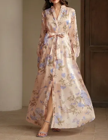 Rochie lunga Anewsta, floral print