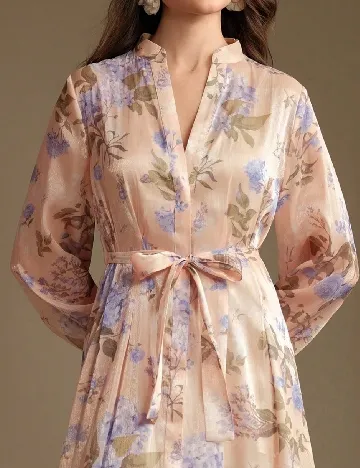Rochie lunga Anewsta, floral print