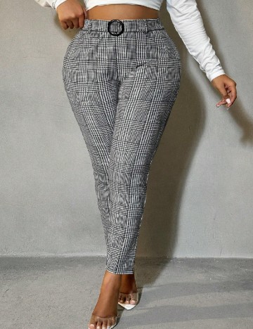 Pantaloni SHEIN CURVE, alb/negru