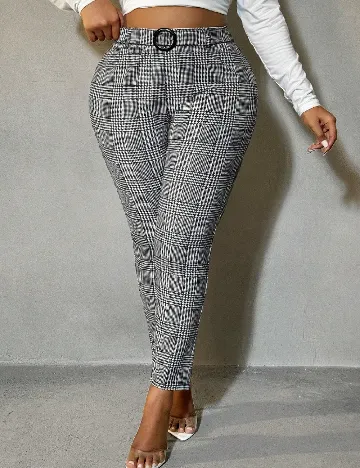 Pantaloni SHEIN CURVE, alb/negru