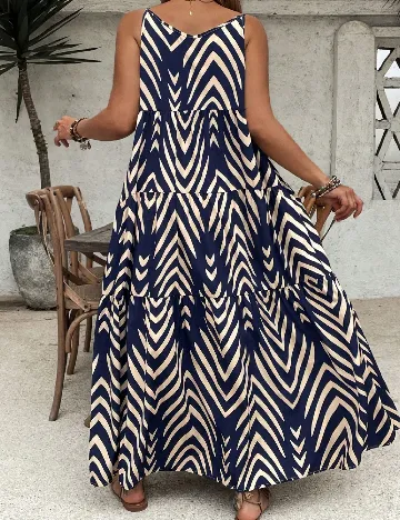 Rochie lunga SHEIN CURVE, bleumarin/crem